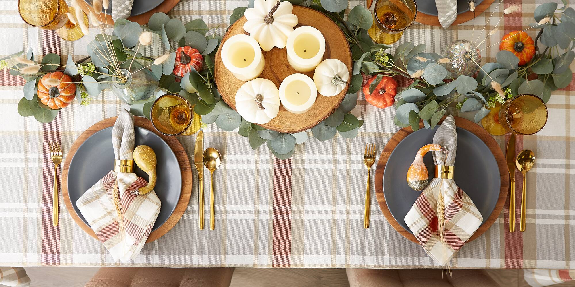 DII® 120" Plaid Thanksgiving Cozy Picnic Tablecloth